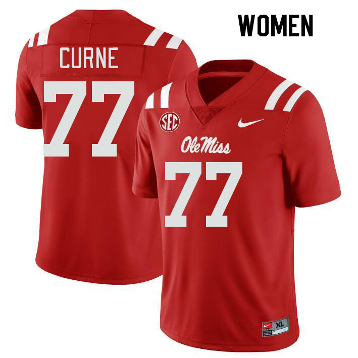 Women #77 Victor Curne Ole Miss Rebels College Football Jerseys Stitched Sale-Red